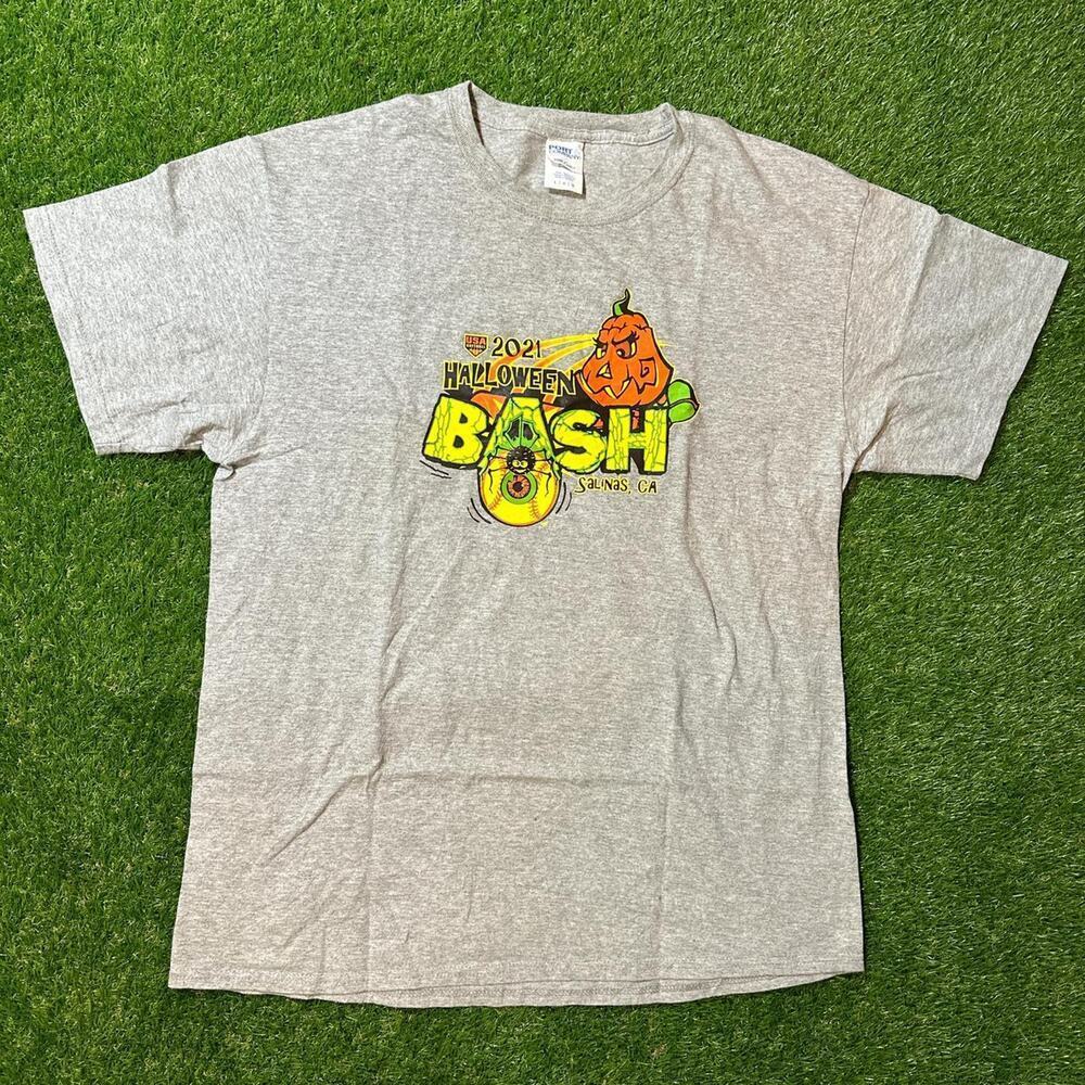 2021 Halloween Bash graphic tee featuring a pumpkin & spider